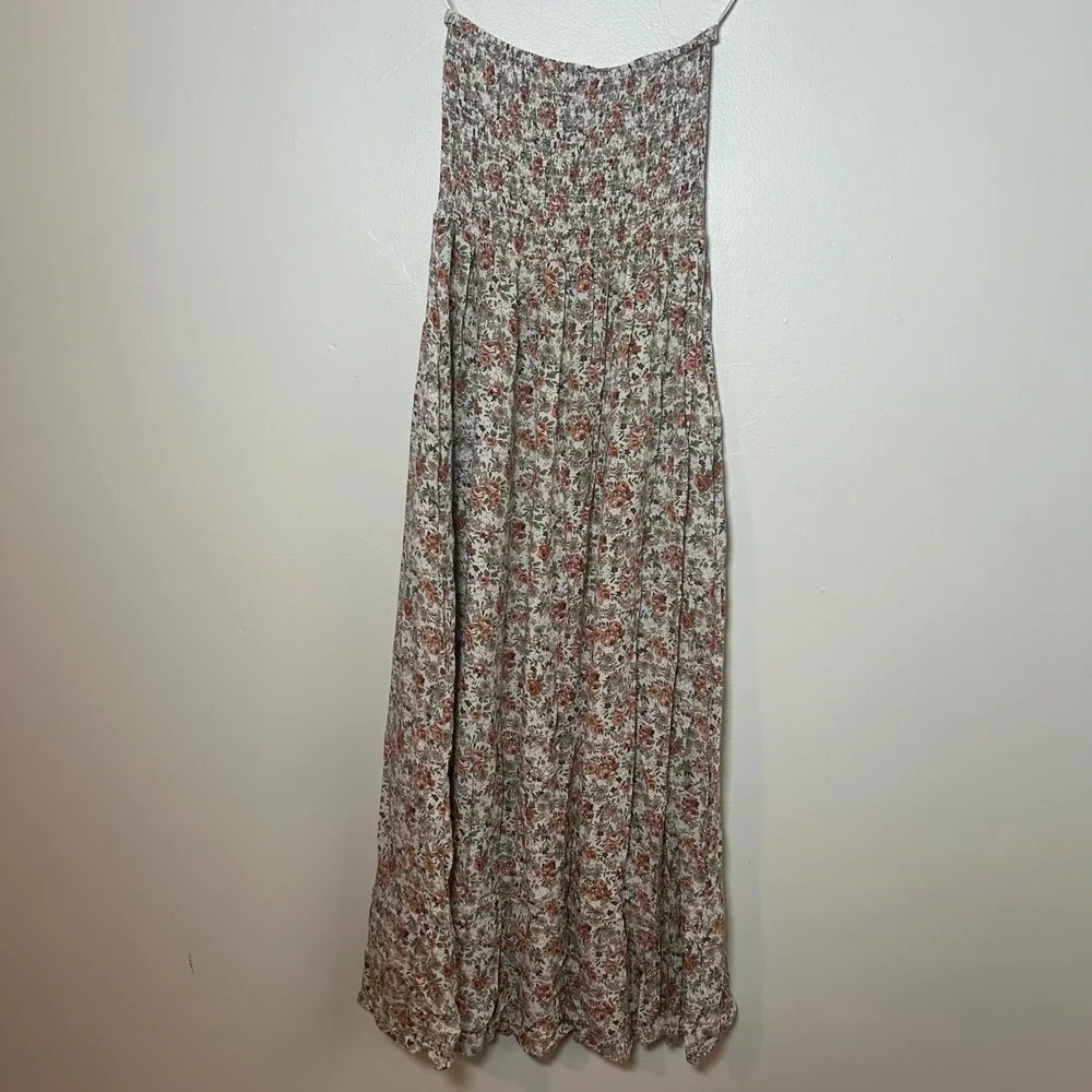 Elloh Floral Maxi Dress Womens Small Multicolor Smocked Strapless Boho - Picture 2 of 4